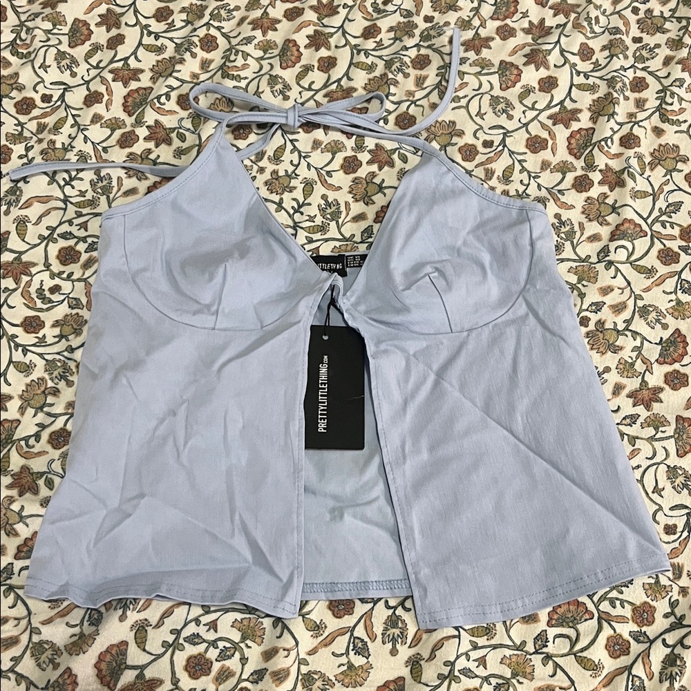 PrettyLittleThing Light Blue Halter Top